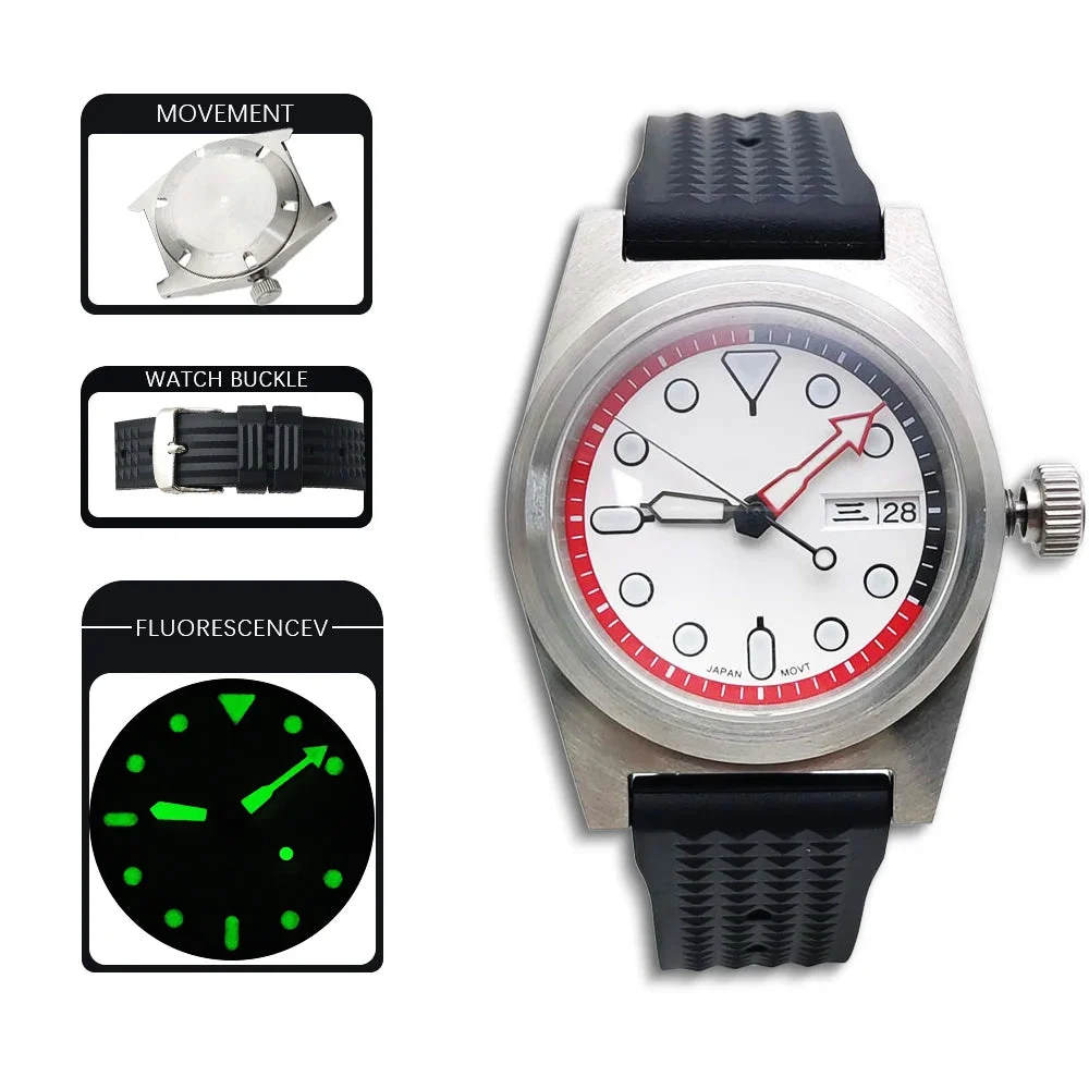 Tandorio Day Date Pilot Watch Unimatic U2 Homage 38MM Sapphire NH36 Movement Customizable 20BBar 1005007985836104-Multicolor 38 mm kol saati