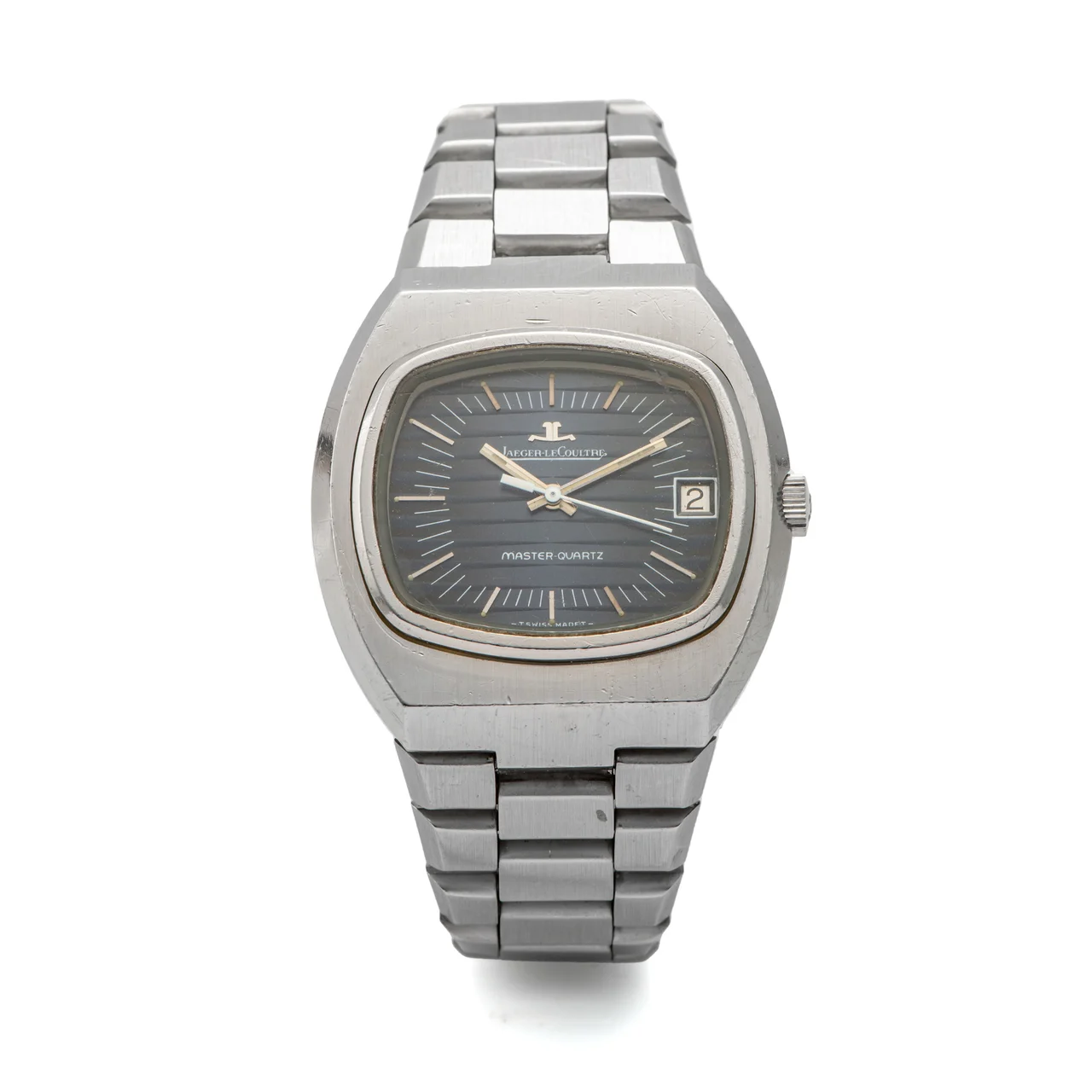 Jaeger-Lecoultre Ref. 23302-42, quartz, centre-seconds, date, blue dial; “Master-Quartz”; stainless steel kol saati