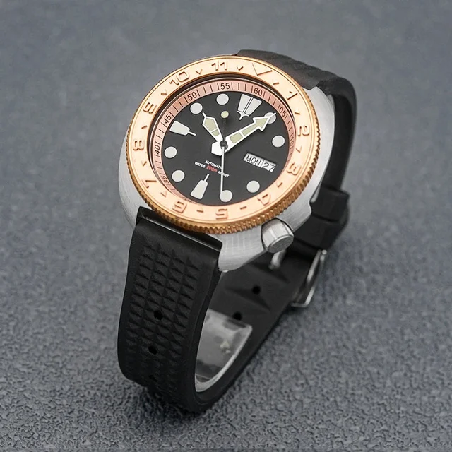 Tandorio (NOt Available)Sterile Albalone Turtle Watch Golden ceramic bezel SKX6105 6309 NH