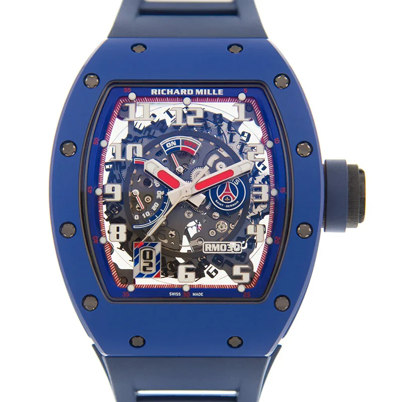 Richard Mille PSG Blue Ceramic Watch Richard Mille RM030 PSG Blue Ceramic Watch 43 mm kol saati