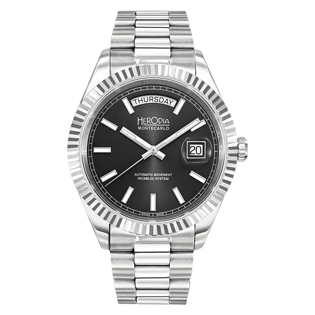 Herodia Monte Carlo Full Day Swiss Watch with Matte Black Dial #HMONSDYBK.AC kol saati