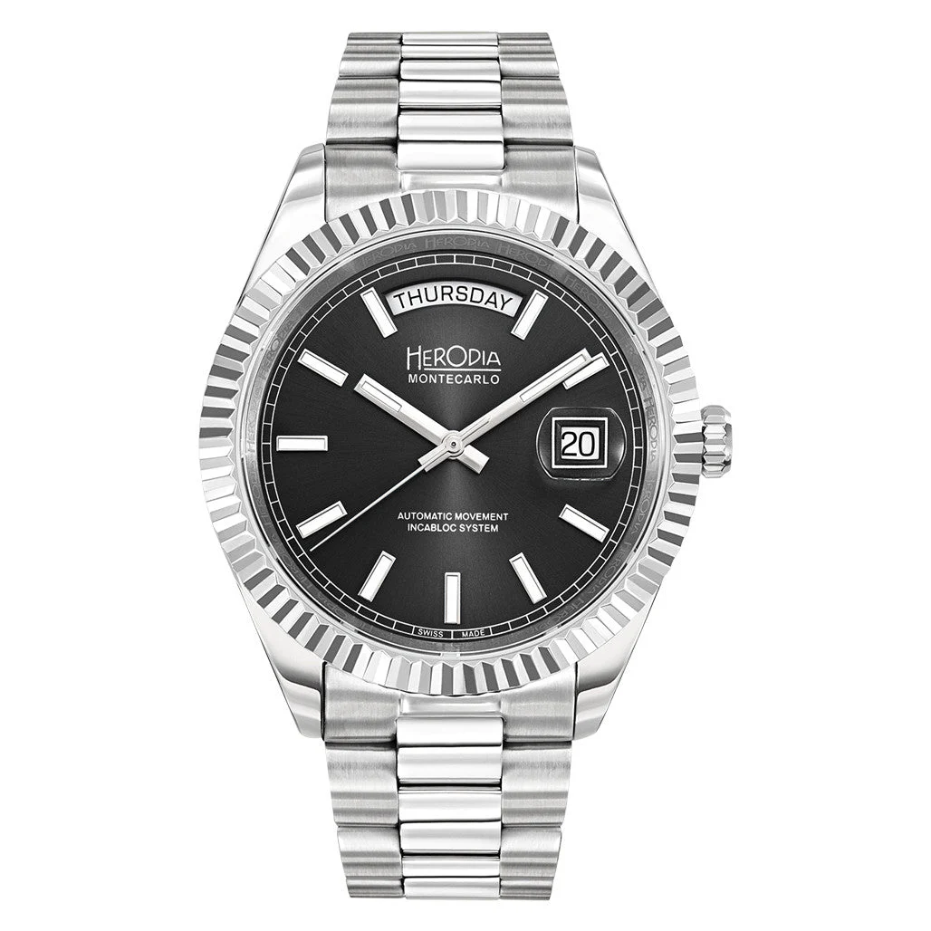Herodia Monte Carlo Full Day Swiss Watch with Matte Black Dial #HMONSDYBK.AC kol saati