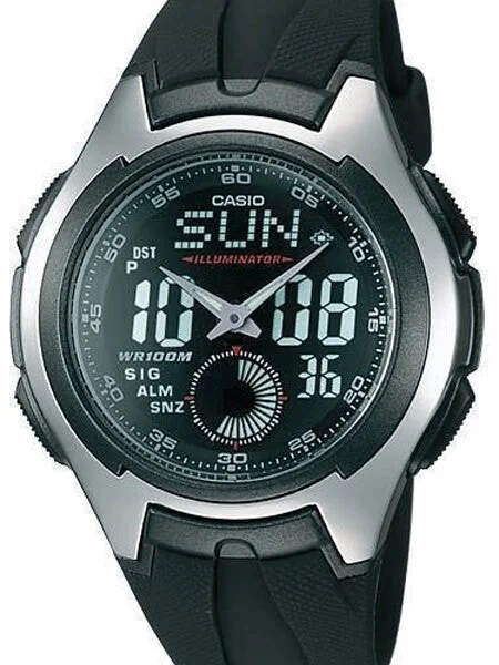 Casio Analog-Digital Dual Time Watch with Alarm and Stopwatch #AQ-160W-1-BV kol saati