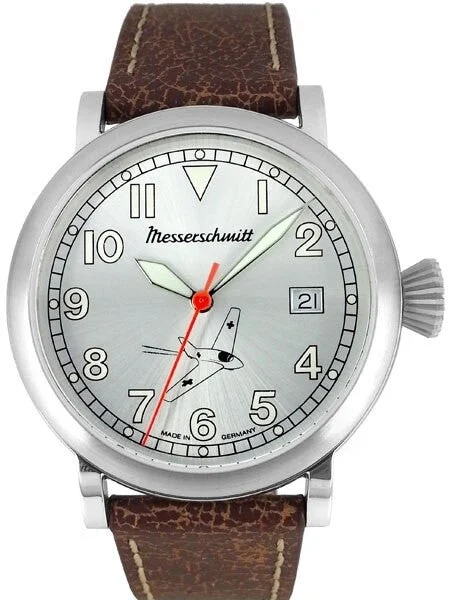 Messerschmitt Fliegeruhr Watch with Sunburst Silver Dial #ME-163-SIL kol saati
