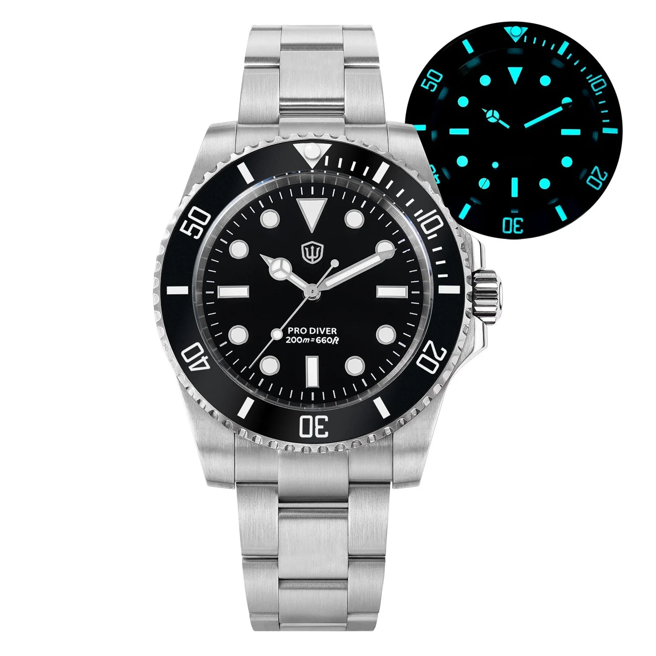 Watchdives Watchdives WD1680Q-石英水鬼-黑面-无历-奔驰针-VH31-钢带 40 mm kol saati