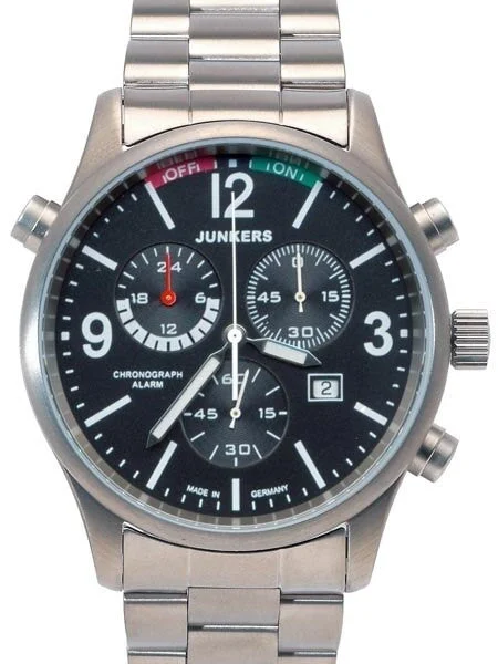 Junkers Chronograph, Titanium Case Watch with Alarm #6296M-2 kol saati