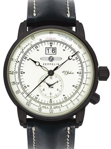 Graf Zeppelin German Made, Dual Time Big Date 100 Years of Zeppelin Watch #7640-3 kol saati