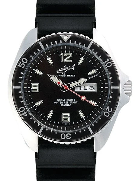 Chris Benz meter Quartz Dive watch with Sapphire Crystal #CB0-S-KB-SW kol saati