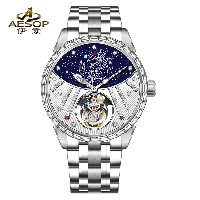 Tandorio Constellation Flying Tourbillon Watch 42mm AESOP 7098 Skeleton Mechanical Luxury