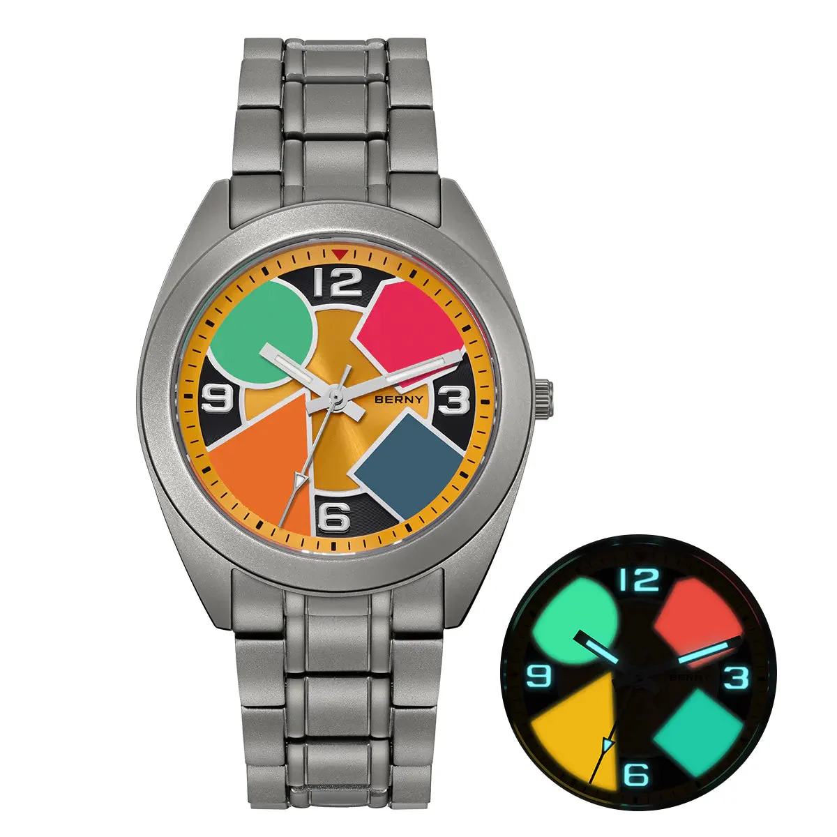 BERNY Men Quartz Titanium Dress Watch-T2570MS T2570MS-A kol saati