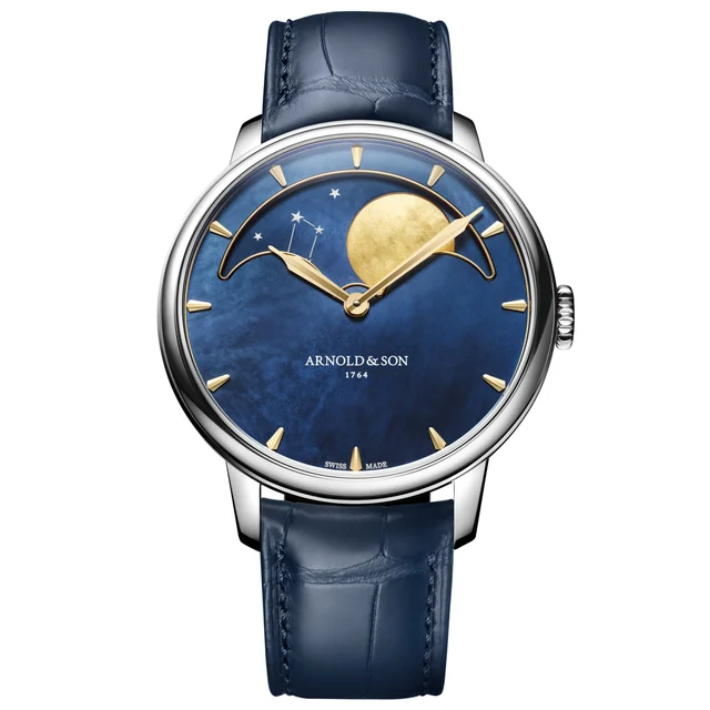 Arnold & Son Perpetual Moon Steel 41.5 Blue Dial Yellow MOP 1GLBS.M03A.C263S kol saati