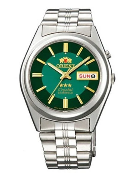Orient Automatic Watch with Green Dial, Day-Date and SS Bracelet #EM6Q00DF 36 mm kol saati