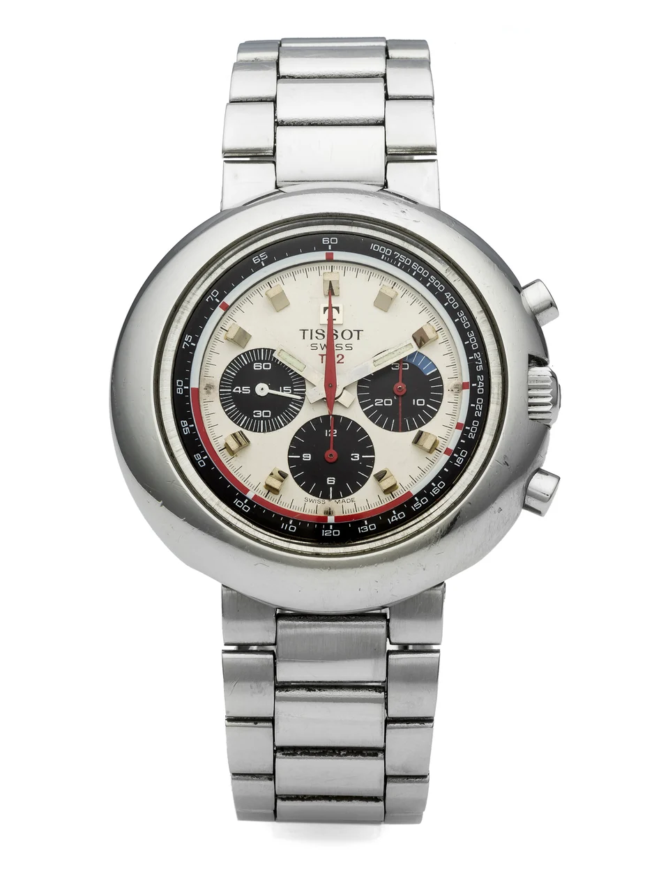 Tissot T12 TISSOT T12 REF. 40504 CHRONOGRAPH STEEL Fine and rare, manual-winding, stainless steel wristwatch with chronograph. kol saati