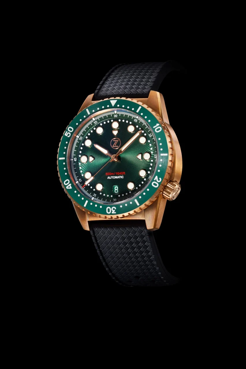 Zelos Mako V2 500m Diver Bronze Emerald Green 20 mm kol saati