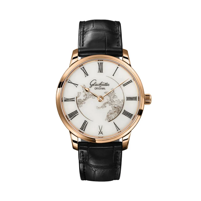 Glashutte Original Senator Meissen Limited Edition Red Gold 40mm - White on Leather Strap