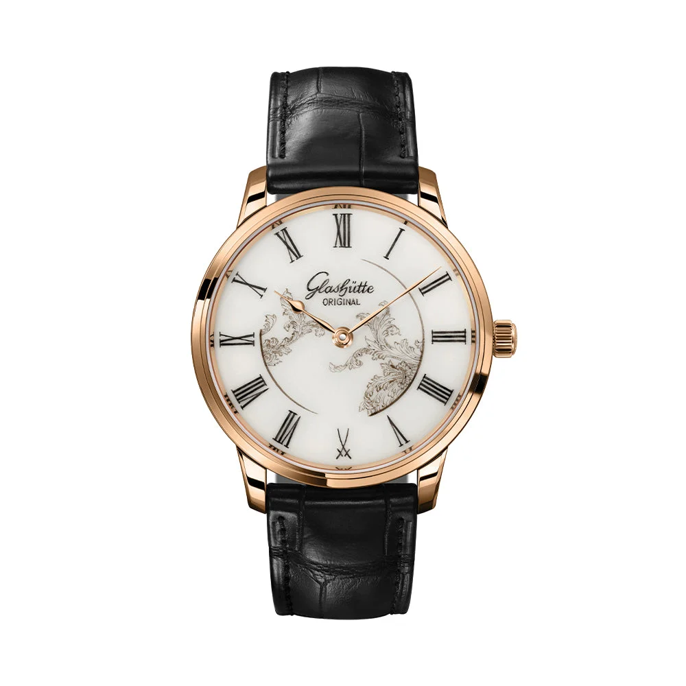 Glashutte Original Senator Meissen Limited Edition Red Gold 40mm - White on Leather Strap 1-36-16-03-05-01 40 mm kol saati