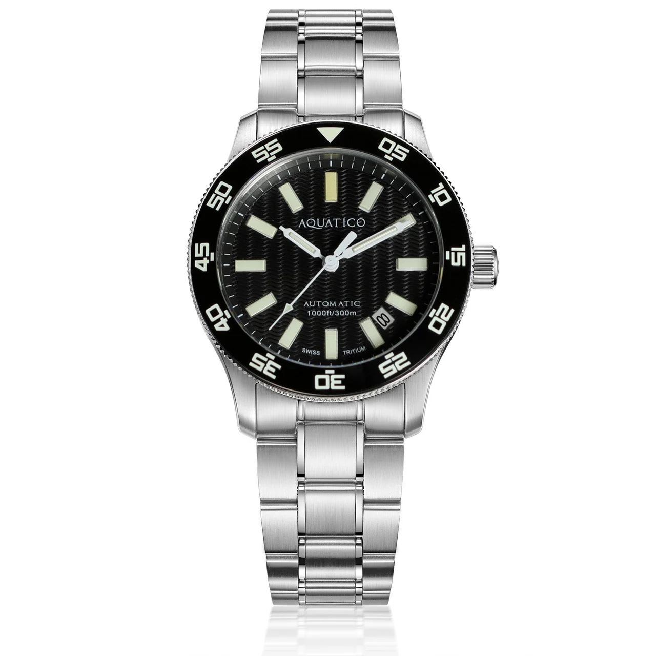 AQUATICO Sea Sentinel Tritium Black Dial 38 mm kol saati