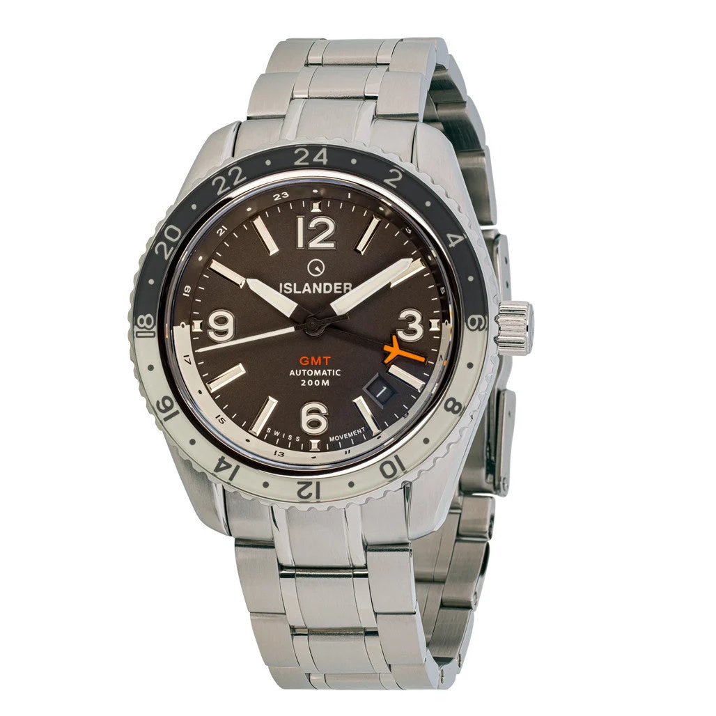 Islander Republic Swiss Automatic GMT Watch with Grey Dial #ISL-140 40 mm kol saati