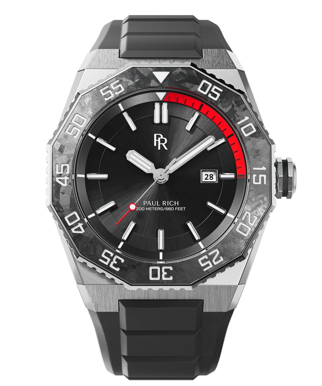 Paul Rich Aquacarbon Pro PR202411 - Silver Black 43 mm kol saati