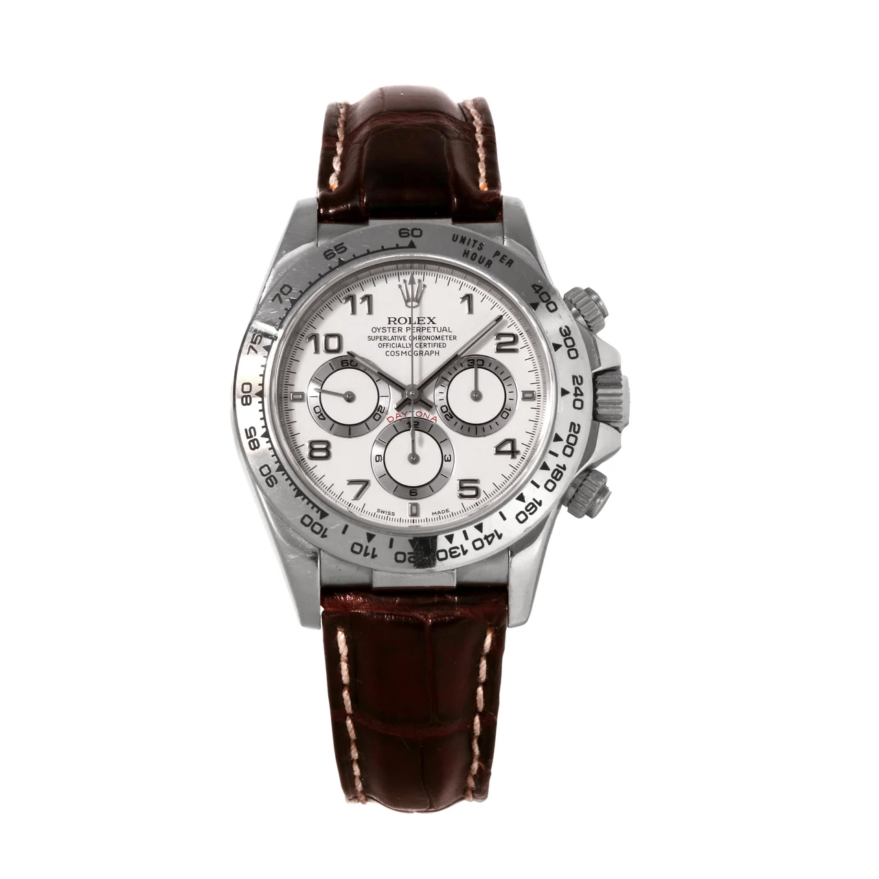 Rolex ROLEX, REF. 16519, salmon dial, white gold An extremely fine and very rare, self-winding, 18k white gold chronograph wristwatch. kol saati