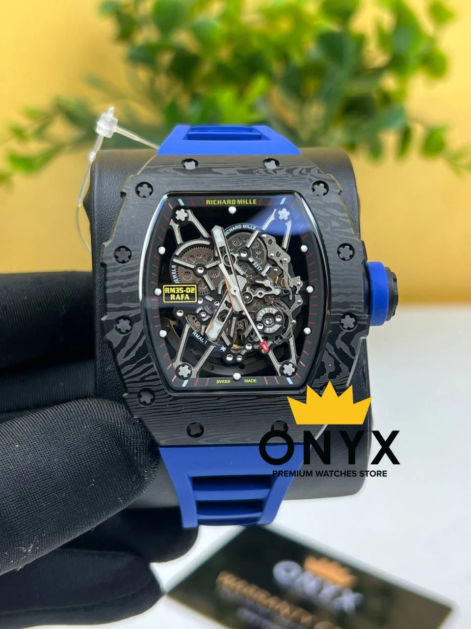 Richard Mille Rafael Nadal Carbon Fiber in Blue Stra Richard Mille RM35-02 Rafael Nadal Carbon Fiber in Blue Stra 45 mm kol saati
