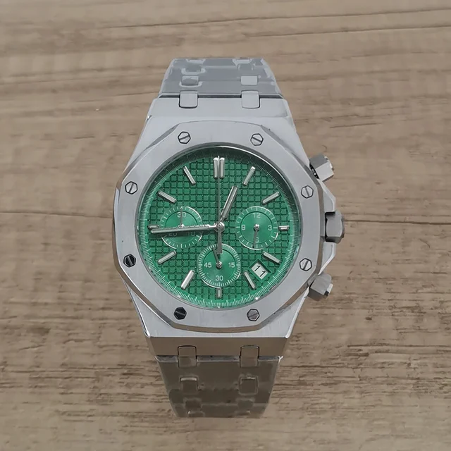 Tandorio Quartz Royal Oak Octagon chronograph watch 41mm Japanese VK63 movement Sapphire 3