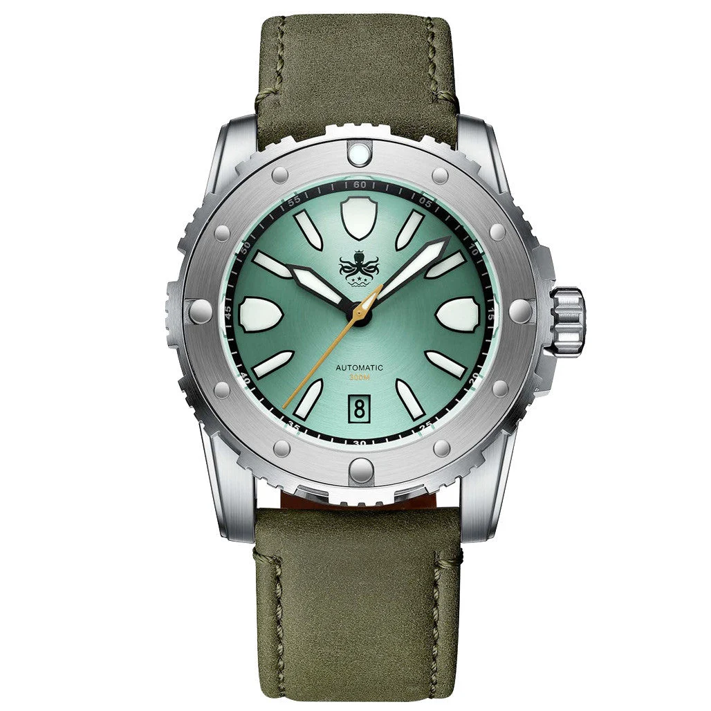 Phoibos Great Wall Limited Edition Automatic Dive Watch with Green Dial #PY045A kol saati