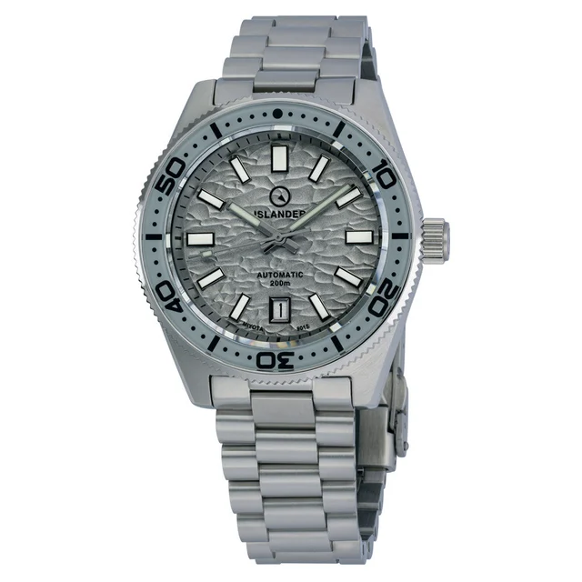Islander Northport Automatic Dive Watch with Grey Ripple Dial #ISL-257 kol saati