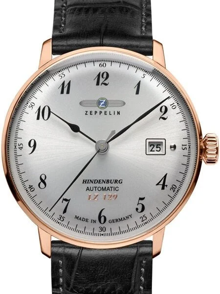 Graf Zeppelin Scratch and Dent - LZ129 Hindenburg Series II Automatic Dress Watch with Rose Goldtone Case #7068-1 SND390 40 mm kol saati