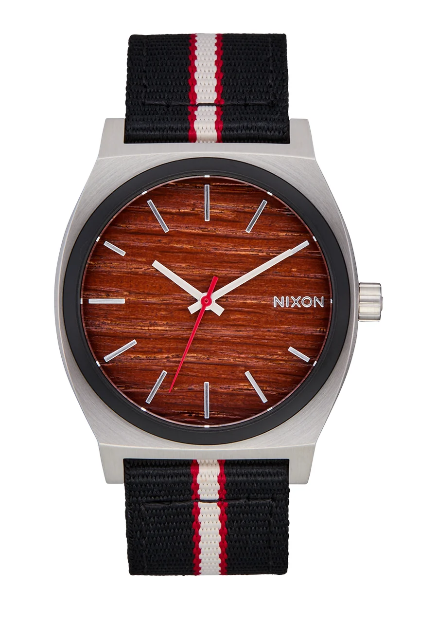 Nixon US Time Teller Nylon - Silver / Rosewood / Black Stripe A1396-5343-00 37 mm kol saati