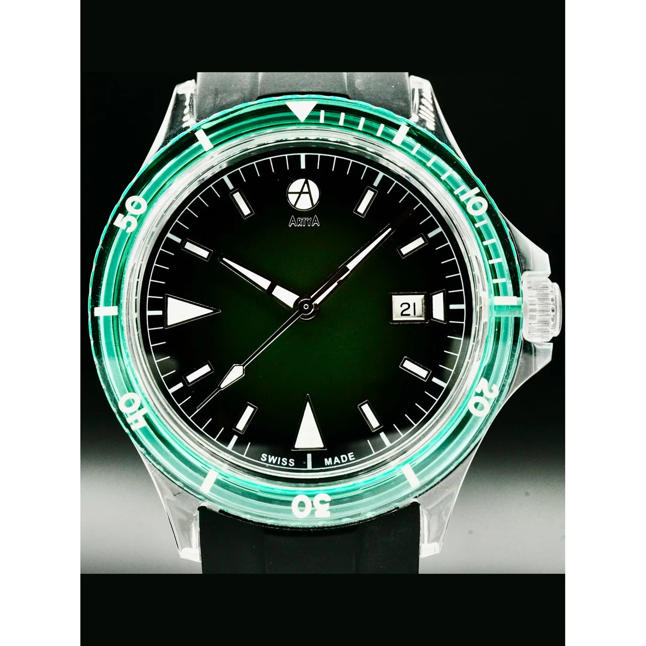 ArtyA Diver Crystal Green Smoke Green Bezel artya-diver-green 43 mm kol saati