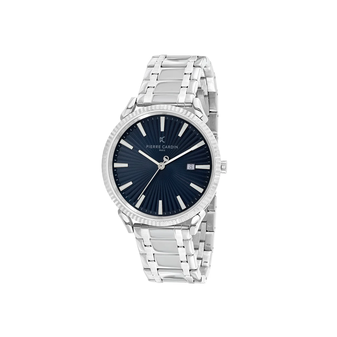 PIGALLE MENS Pigalle Metal Link Watch with Fluted Bezel and Blue Dial CPI.2132 42 mm kol saati