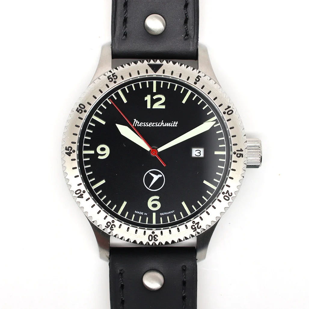 Messerschmitt Swiss Quartz Aviator Watch with Rotating Bezel #ME-98152LB ME98152LB 43 mm kol saati