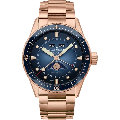 Blancpain Bathyscaphe Quantième Complet Phases de Lune 5054 3640 76S 43 mm kol saati
