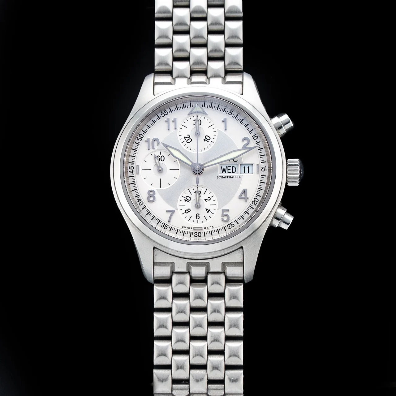 IWC Pilot Chronograph White Dial 210009N34590 39 mm kol saati