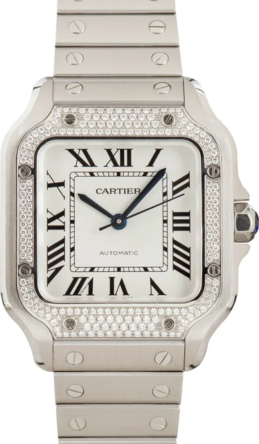 Cartier Santos De Watch W4SA0005 Diamond Bezel kol saati