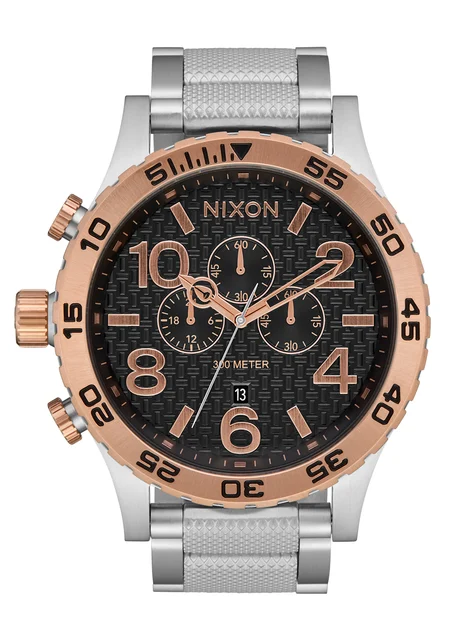 Nixon US Chrono - Silver / Rose Gold / Black A1389-5383-00 kol saati