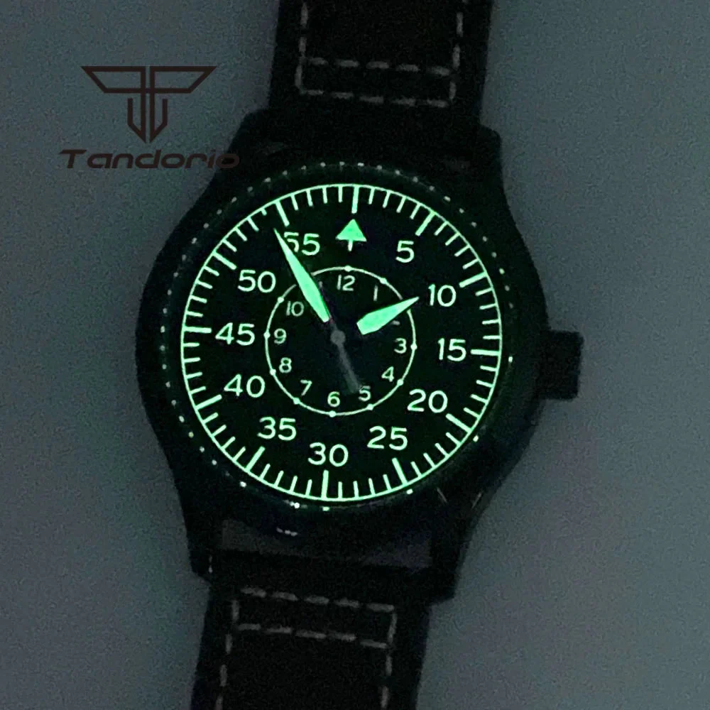 Tandorio PVD Black Pilot Watch TD137B 42mm Miyota 8215 ST1612 Movement Sterile Dial Sapphire 3ATM Green Luminous 1005004373705275-dial B-Miyota 8215 42 mm kol saati