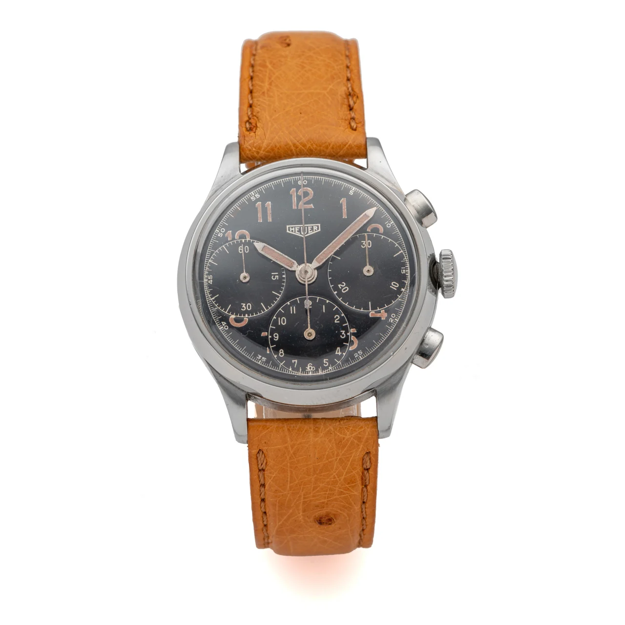Heuer HEUER, REF. 345, CHRONOGRAPH, BLACK DIAL, STEEL kol saati