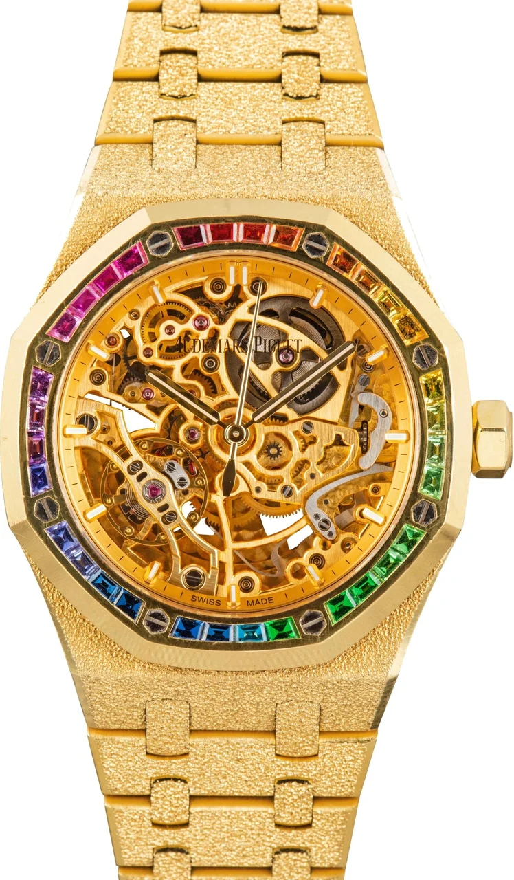 Audemars Piguet Frosted Gold Double Balance Wheel Openworked 15468BA.YG.1259BA.01-B 37 mm kol saati