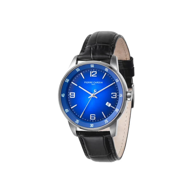 MONTROUGE OPULENT Blue Dial watch with Black Leather Strap CMR.0001 kol saati