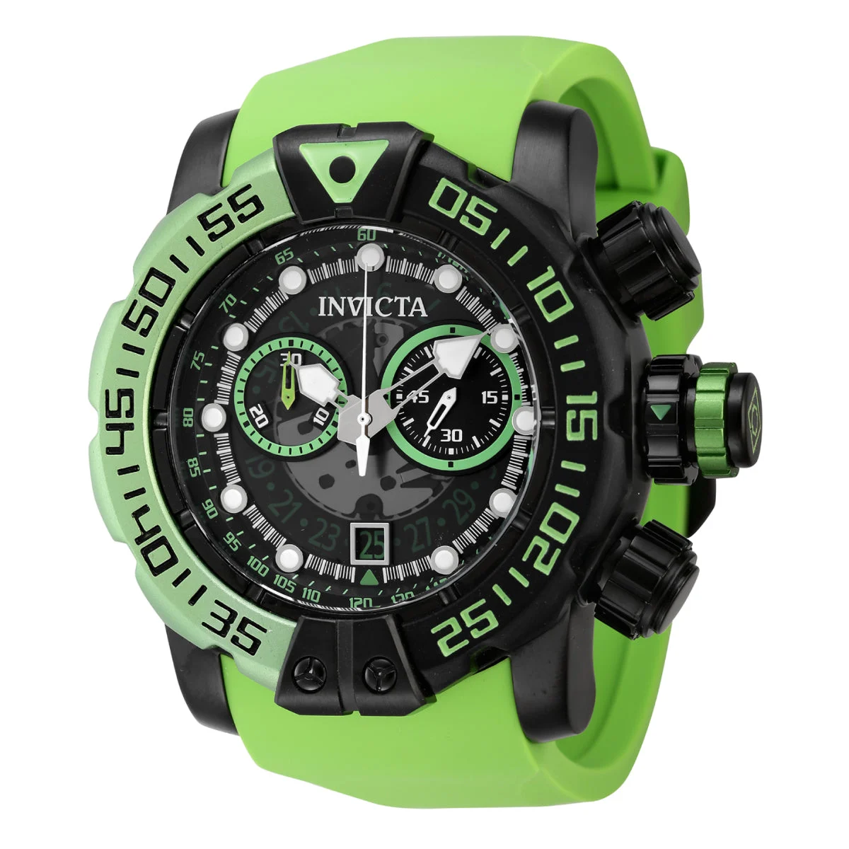 Invicta Sea Hunter Swiss Ronda Z50 Caliber Watch - 57mm. Green. Black (44847) kol saati
