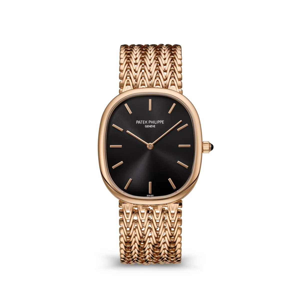 Patek Philippe Golden Ellipse Black Dial Rose Go Patek Philippe 5738-1R-001 Golden Ellipse Black Dial Rose Go 40 mm kol saati