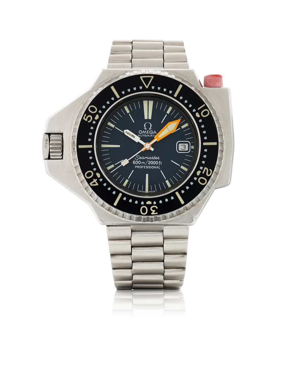 OMEGA OMEGA REF. 166.077, LARGE DIVER’S, CENTRE-SECONDS, DATE, BLACK DIAL AND REVOLVING BEZEL; “SEAMASTER 600 PROFESSIONAL” SO-CALLED “PLOPROF”; STAINLESS STEEL kol saati