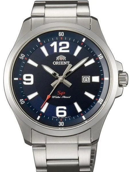 Orient Commander Quartz Watch with Vibrant Deep Blue Dial and Date #UNE1005D kol saati