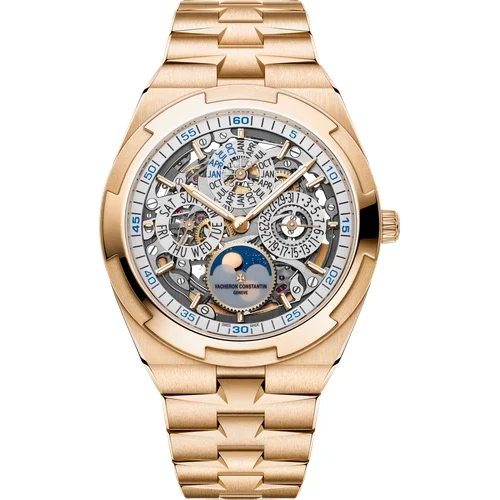 Vacheron Constantin Overseas perpetual calendar ultra-thin skeleton 4300V/220R-B547 41.5 mm kol saati