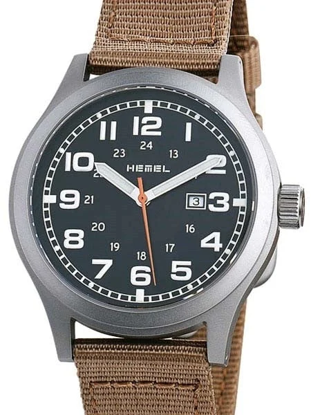 Hemel Justice Swiss ETA Quartz Field Watch with Matte Black Dial and Sapphire Crystal #HM8 40 mm kol saati