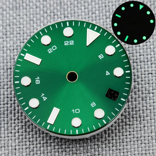Tandorio GMT Watch Dial Black White Blue Black Silver Edge Time Mark Green Luminous Dial F