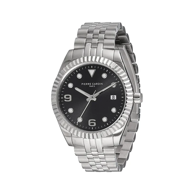 OPERA MENS Timbre Men’s Watch - Silver Case, Black Dial with Stainless Steel Jubilee Strap