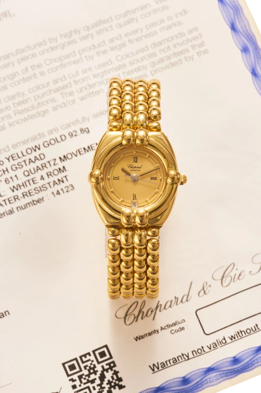 Chopard Ref. 32-5120-YB, integrated bracelet; “Gstaad”; 18K yellow gold (“ ”) kol saati